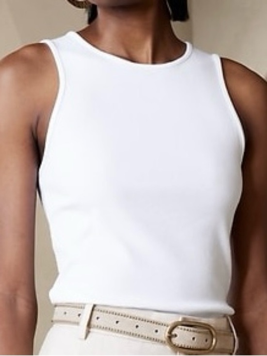Banana Republic Tops - Banana Republic White Ribbed Cutaway Tank